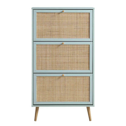 Frances Rattan 3 Tier Shoe Storage Cabinet, Mint
