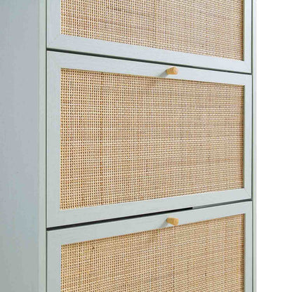 Frances Rattan 3 Tier Shoe Storage Cabinet, Mint