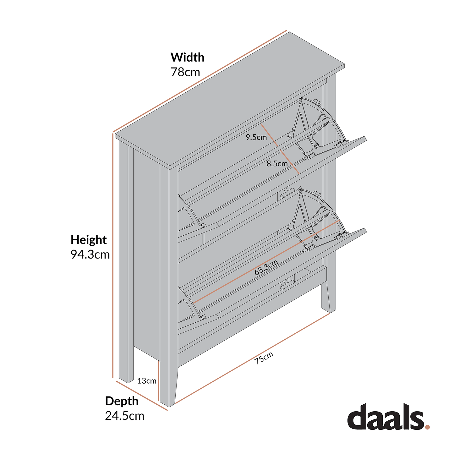 Oakham 2-Tier Shoe Cabinet, Wild Cherry