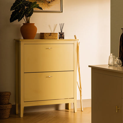 Oakham 2-Tier Shoe Cabinet, Rattan Yellow