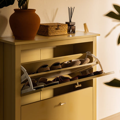 Oakham 2-Tier Shoe Cabinet, Rattan Yellow
