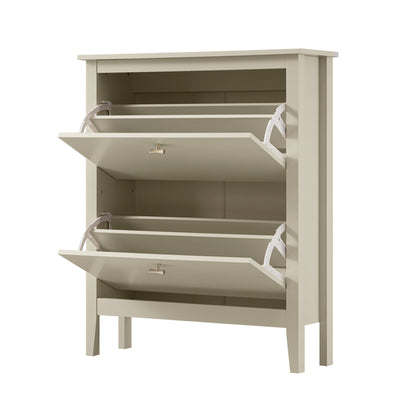 Oakham 2-Tier Shoe Cabinet, Shaded White