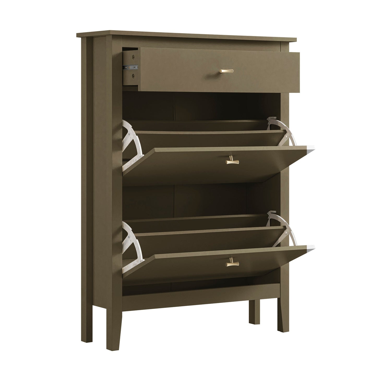Oakham 2-Tier Shoe Cabinet with Top Drawer, Olive Grove