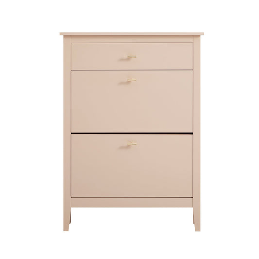 Oakham 2-Tier Shoe Cabinet with Top Drawer, Nude Pink