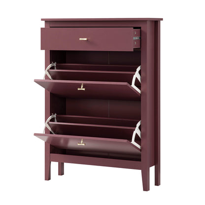 Oakham 2-Tier Shoe Cabinet with Top Drawer, Wild Cherry