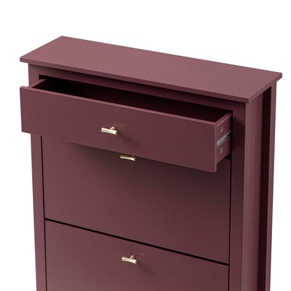 Oakham 2-Tier Shoe Cabinet with Top Drawer, Wild Cherry