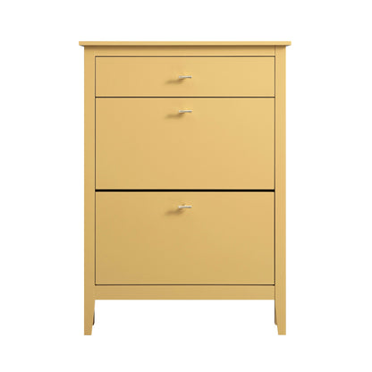 Oakham 2-Tier Shoe Cabinet with Top Drawer, Rattan Yellow