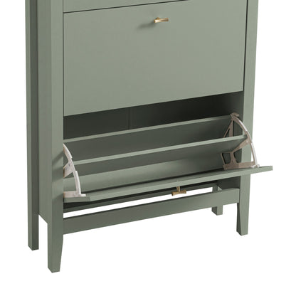 Oakham 2-Tier Shoe Cabinet with Top Drawer, Desert Sage