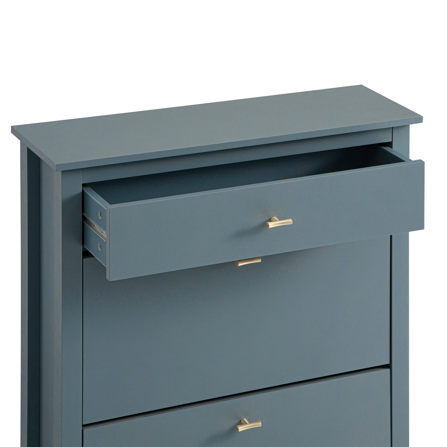Oakham 2-Tier Shoe Cabinet with Top Drawer, Stormy Blue