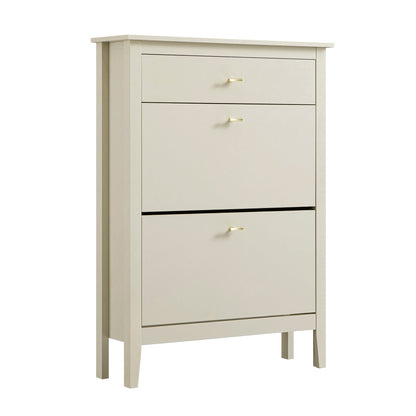 Oakham 2-Tier Shoe Cabinet with Top Drawer, Shaded White