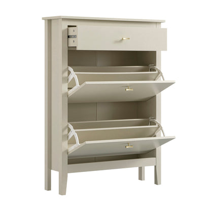 Oakham 2-Tier Shoe Cabinet with Top Drawer, Shaded White