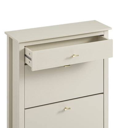 Oakham 2-Tier Shoe Cabinet with Top Drawer, Shaded White