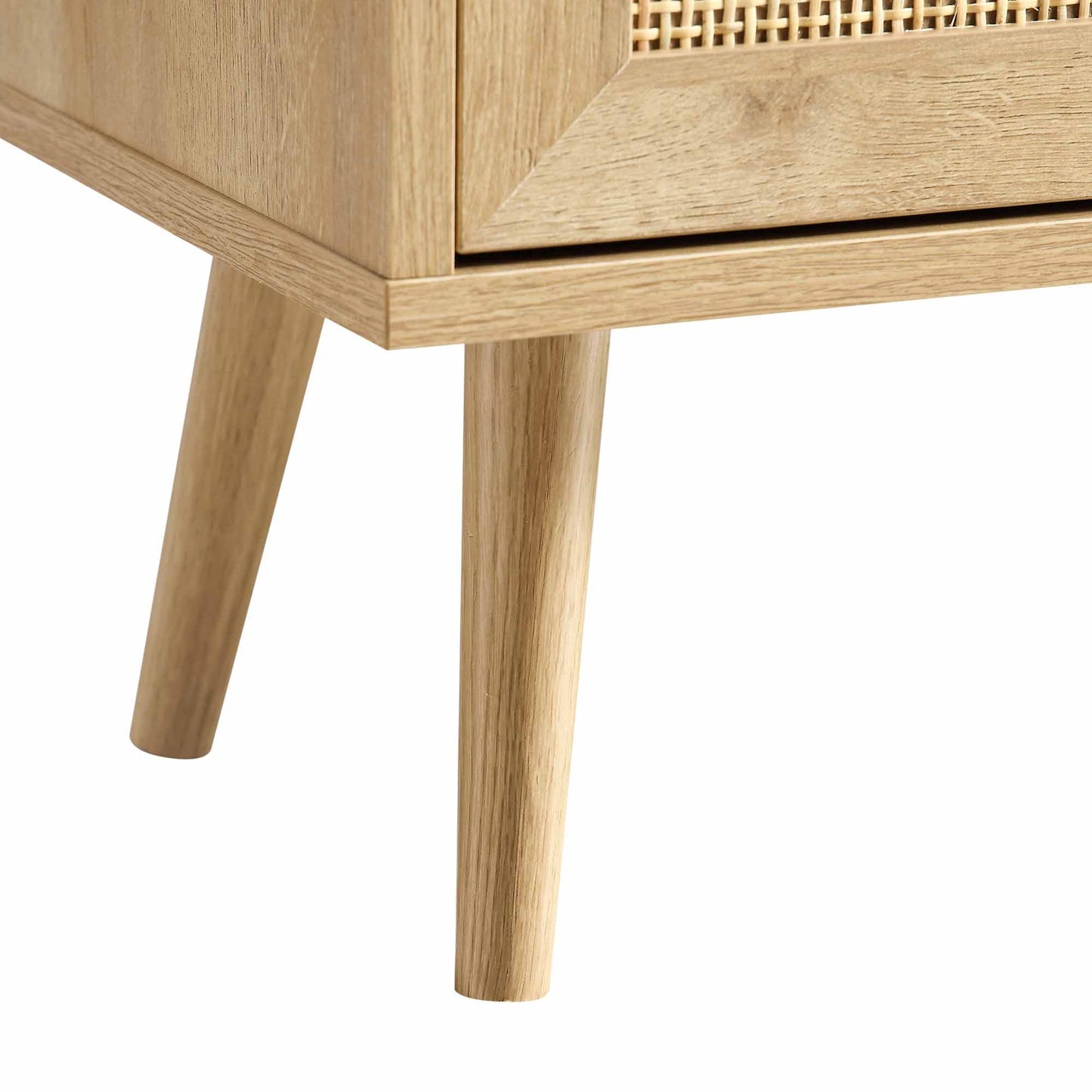 Frances Woven Rattan Tall Bookcase with Doors, Natural