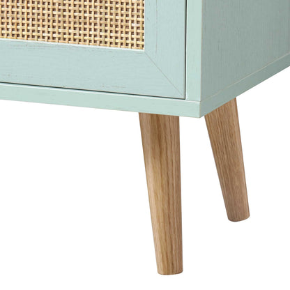 Frances Woven Rattan Bookcase with Doors, Mint