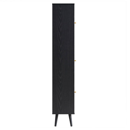 Frances Woven Rattan Tallboy Bathroom Unit, Black