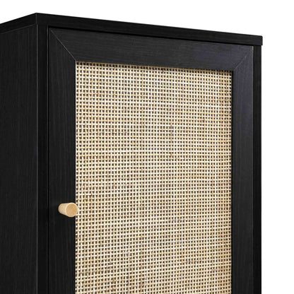 Frances Woven Rattan Tallboy Bathroom Unit, Black