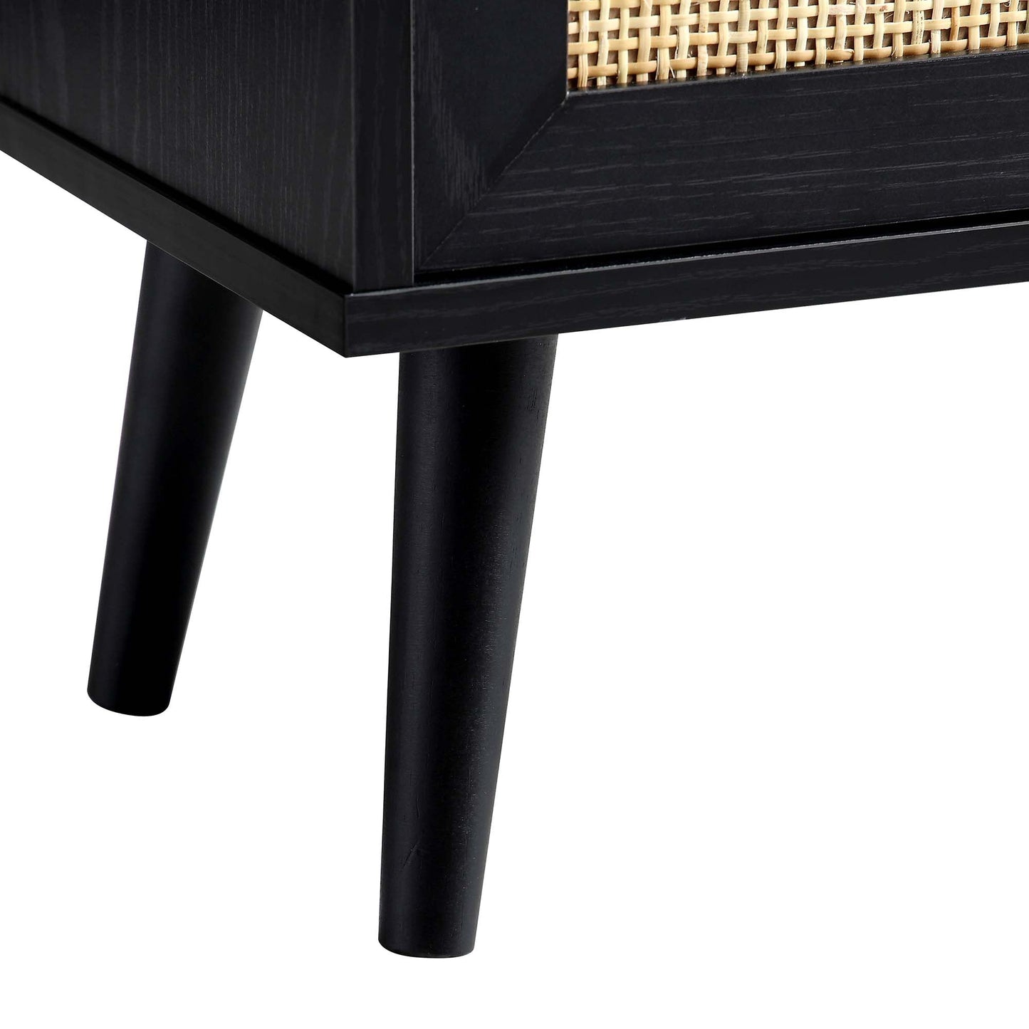 Frances Woven Rattan Tallboy Bathroom Unit, Black