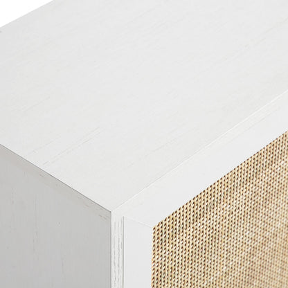 Frances Woven Rattan Tallboy Bathroom Unit, White