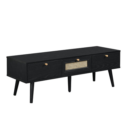 Anya Woven Rattan 3-Drawer TV Unit in Black