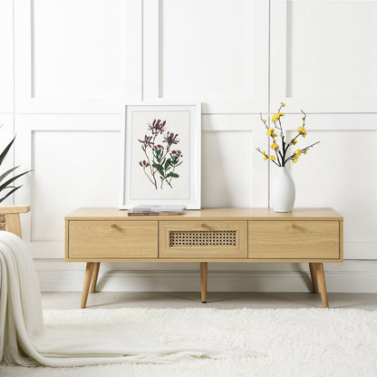 Anya Woven Rattan 3-Drawer TV Unit in Natural