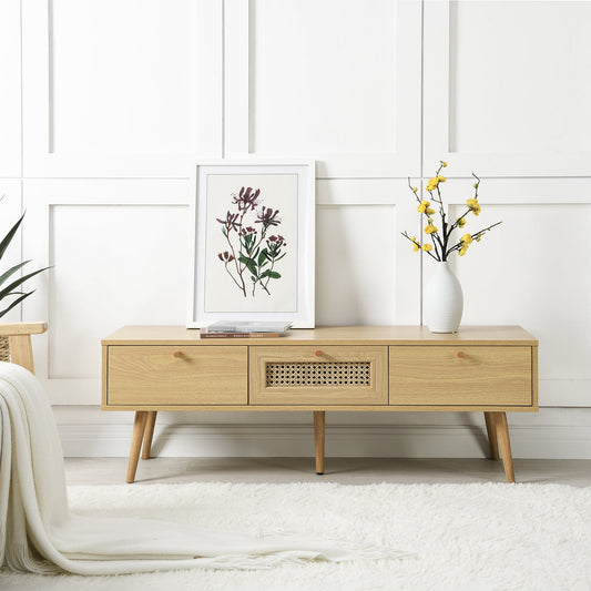 Anya Woven Rattan 3-Drawer TV Unit in Natural