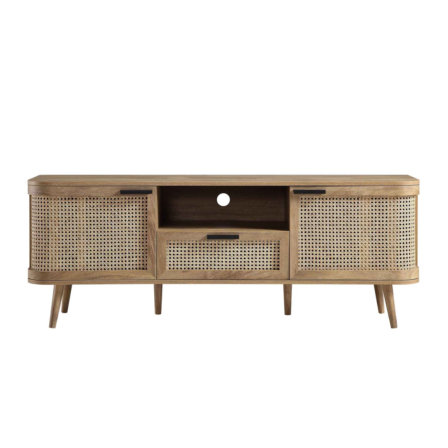Izzy Curved Rattan 150cm TV Unit, Natural