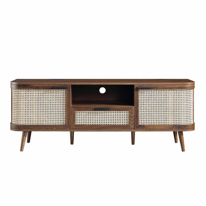 Izzy Curved Rattan 150cm TV Unit, Walnut