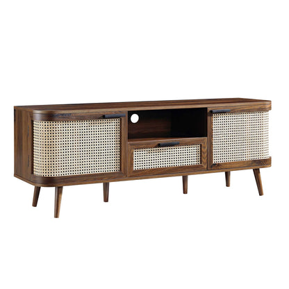 Izzy Curved Rattan 150cm TV Unit, Walnut