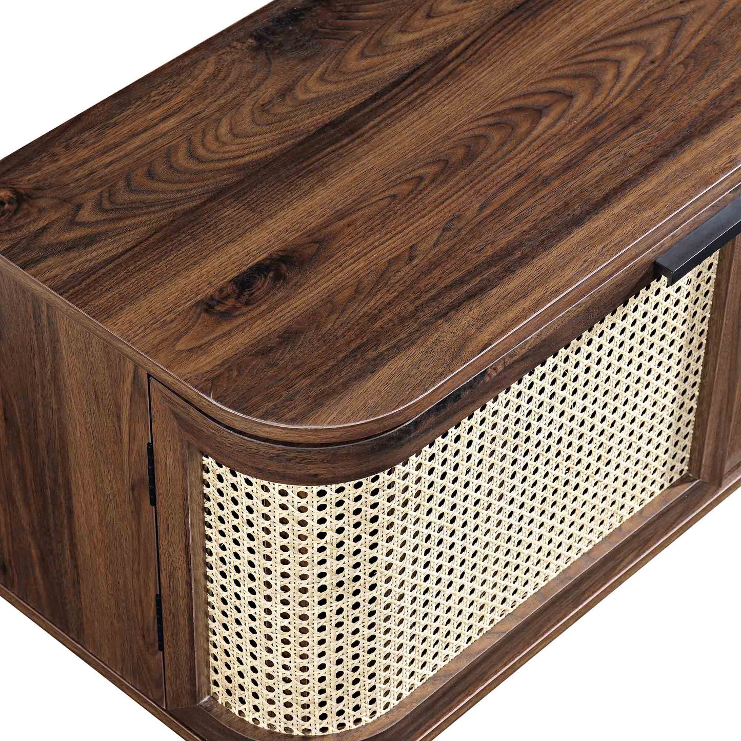 Izzy Curved Rattan 150cm TV Unit, Walnut