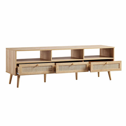 Frances Woven Rattan 160cm 3-Drawer TV Unit, Natural