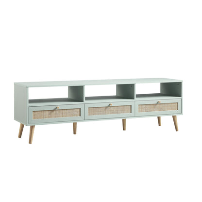 Frances Woven Rattan 160cm 3-Drawer TV Unit, Mint
