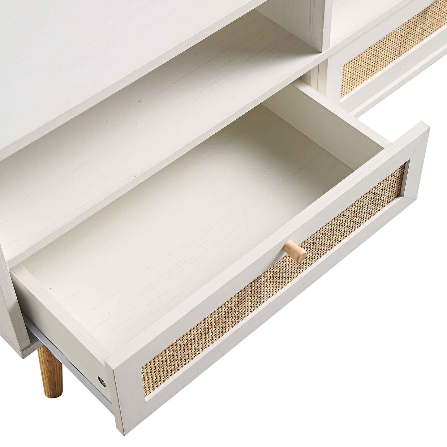 Frances Woven Rattan 160cm 3-Drawer TV Unit, White
