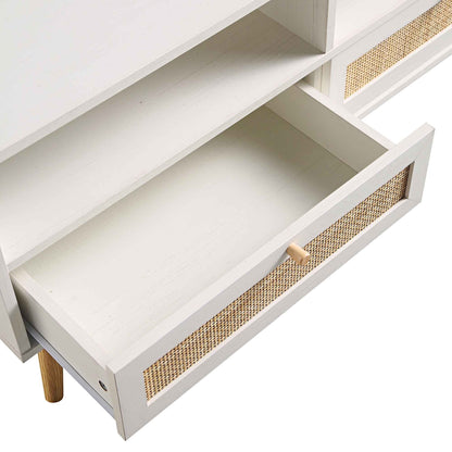 Frances Woven Rattan 160cm 3-Drawer TV Unit, White