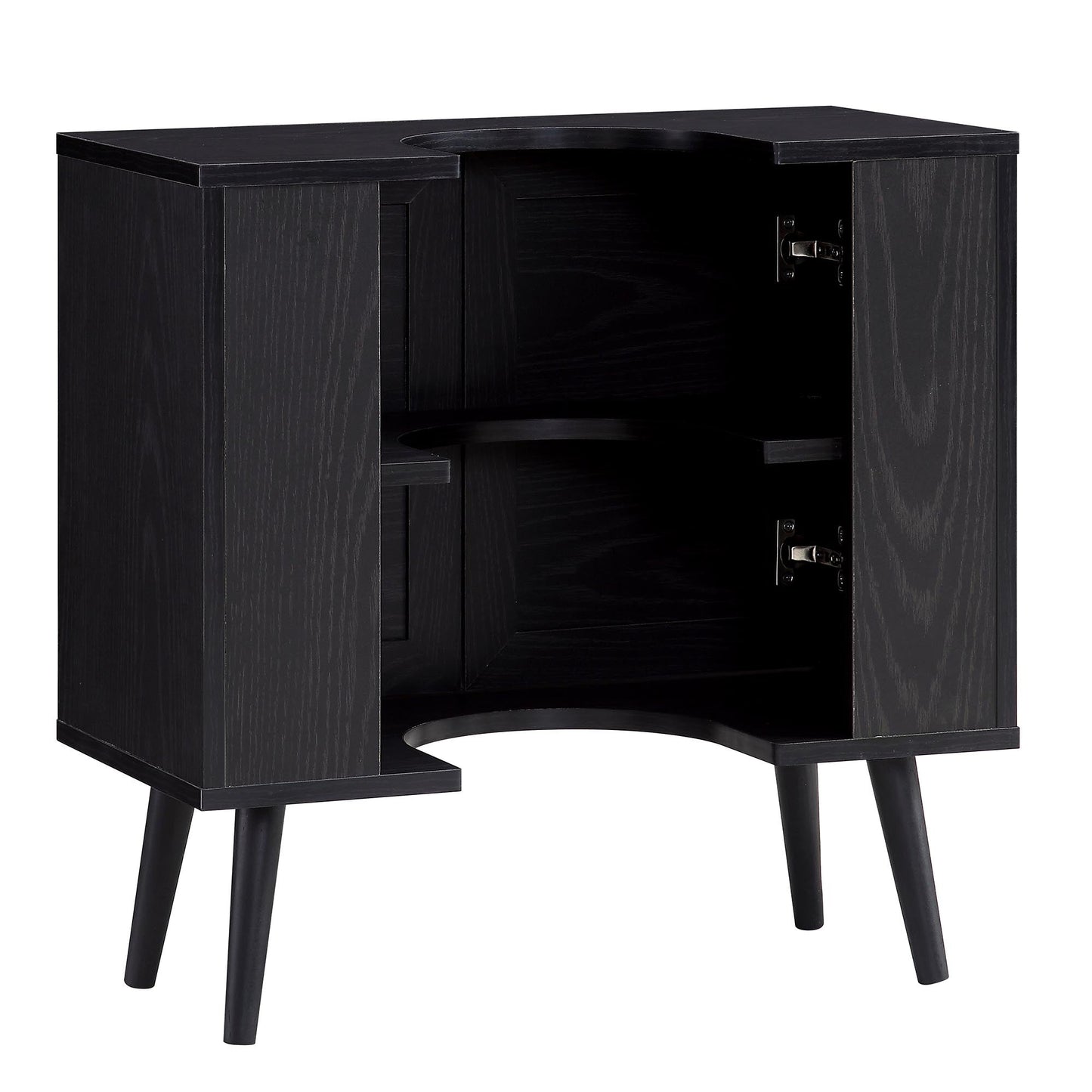 Frances Woven Rattan 2-Door Bathroom Undersink Unit, Black