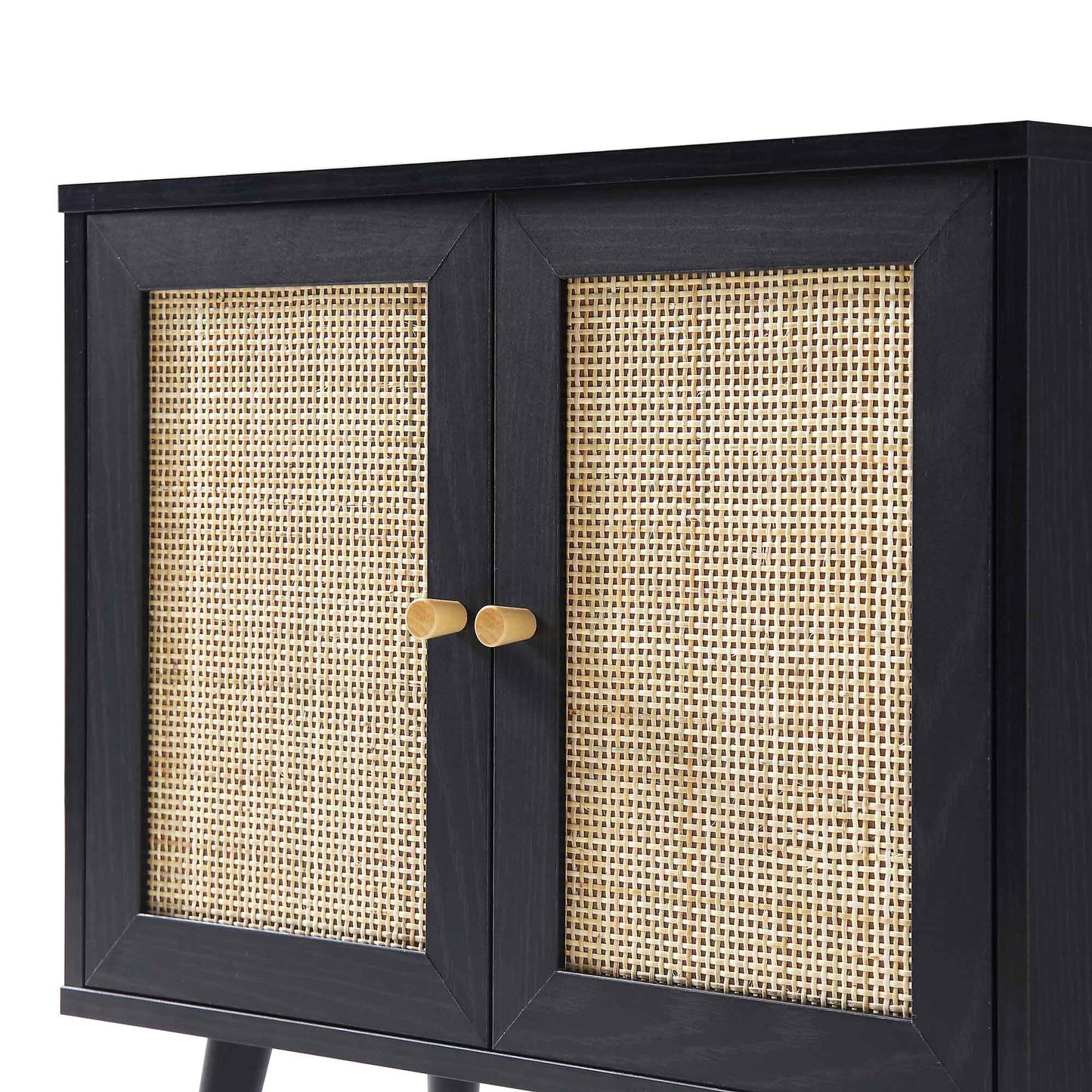 Frances Woven Rattan 2-Door Bathroom Undersink Unit, Black