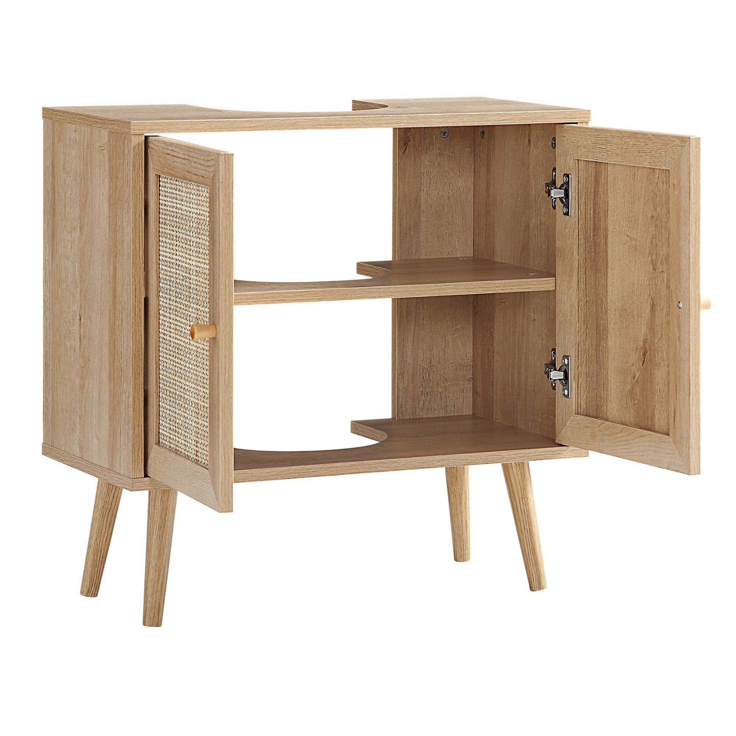 Frances Woven Rattan 2-Door Bathroom Undersink Unit, Natural
