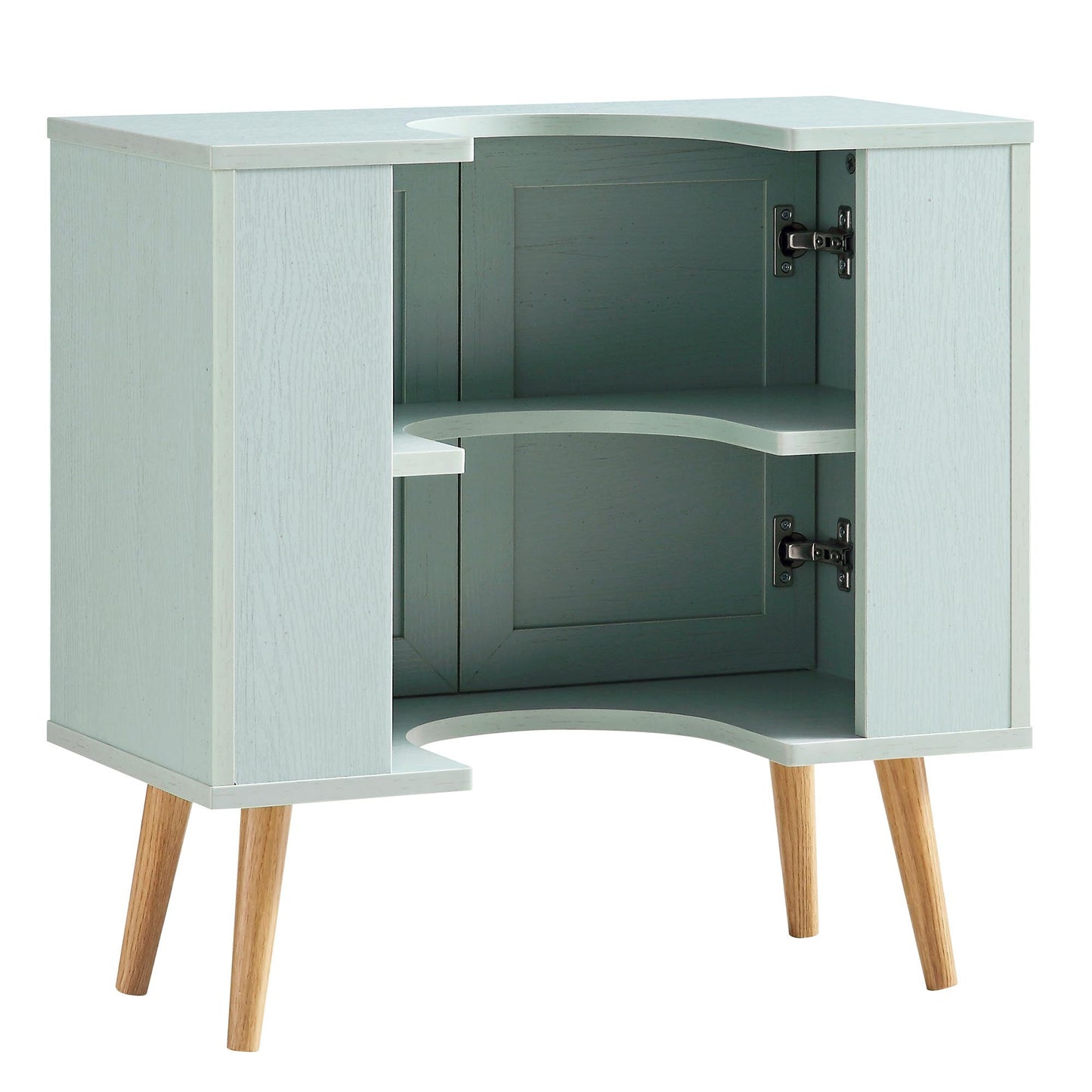 Frances Woven Rattan 2-Door Bathroom Undersink Unit, Mint Green