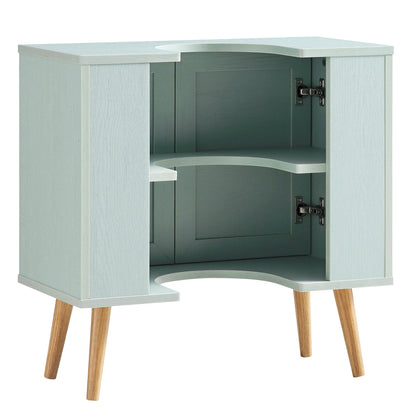 Frances Woven Rattan 2-Door Bathroom Undersink Unit, Mint Green