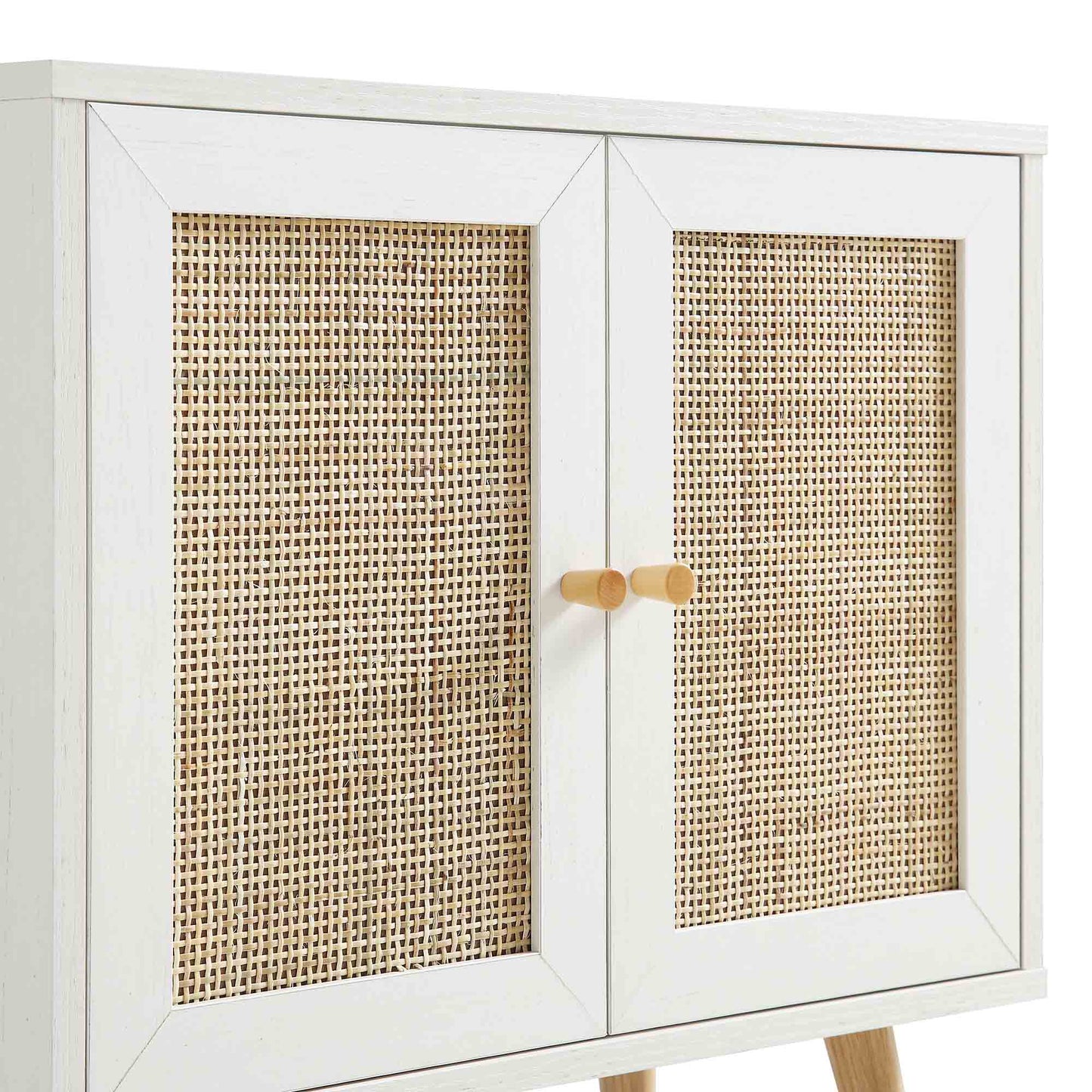 Frances Woven Rattan 2-Door Bathroom Undersink Unit, White