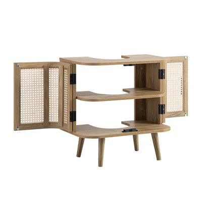 Izzy Curved Rattan Undersink Unit, Natural