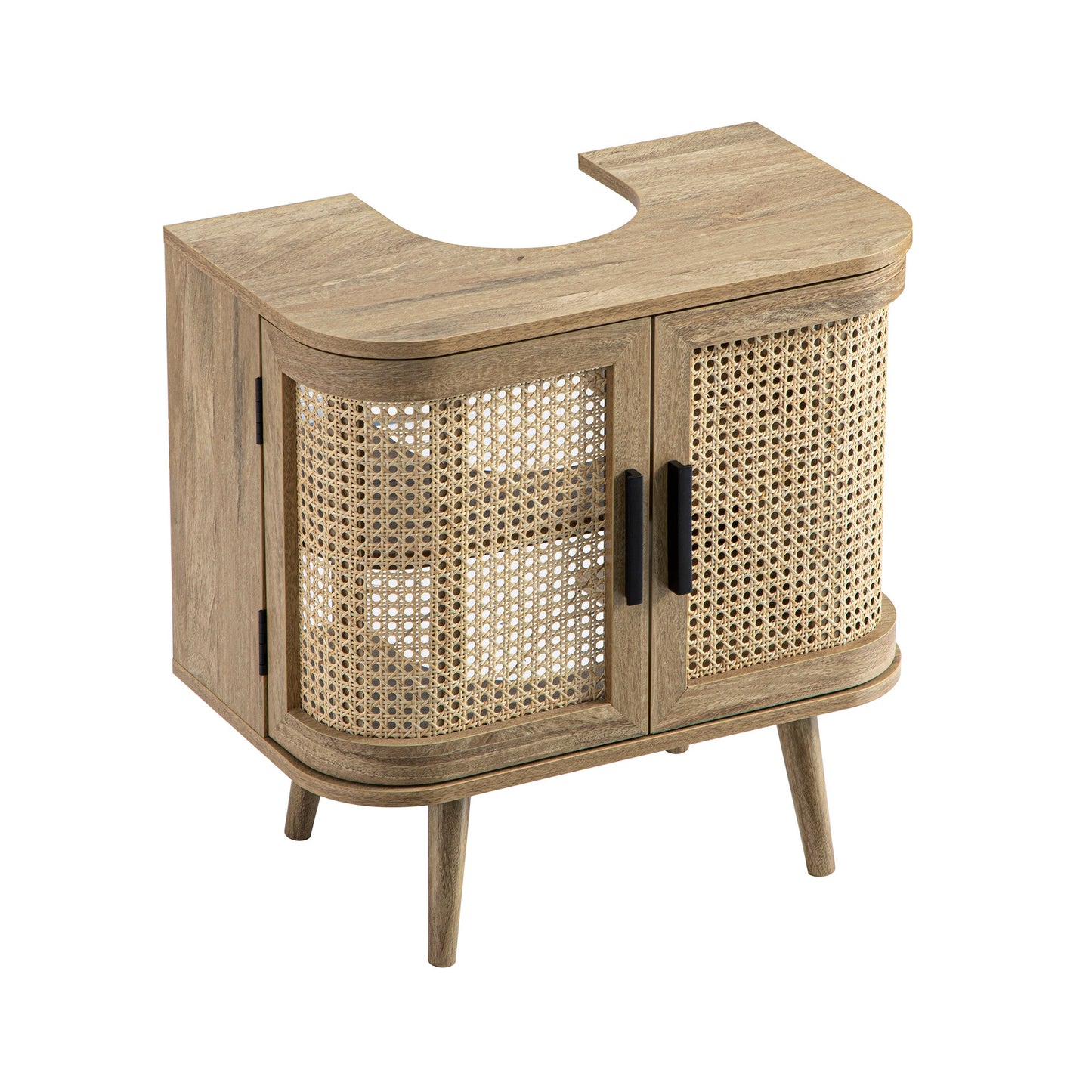 Izzy Curved Rattan Undersink Unit, Natural