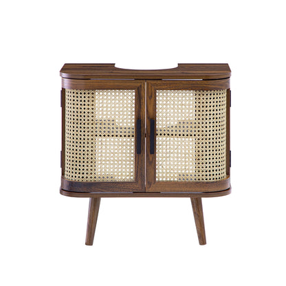 Izzy Curved Rattan Undersink Unit, Walnut