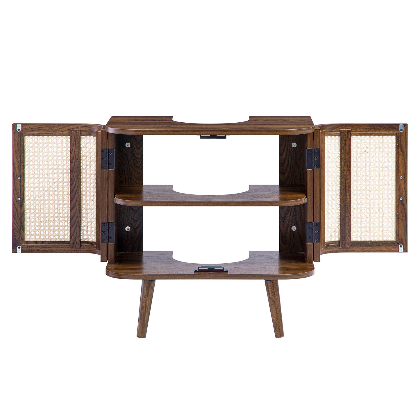 Izzy Curved Rattan Undersink Unit, Walnut