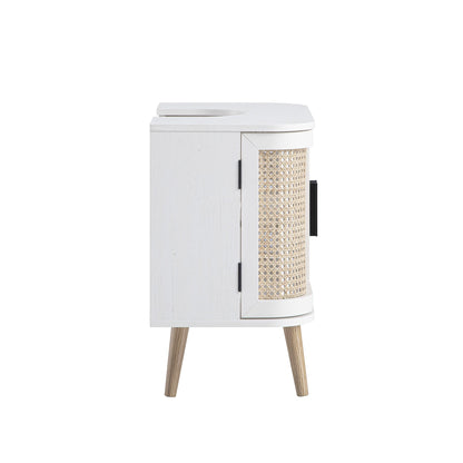 Izzy Curved Rattan Undersink Unit, White