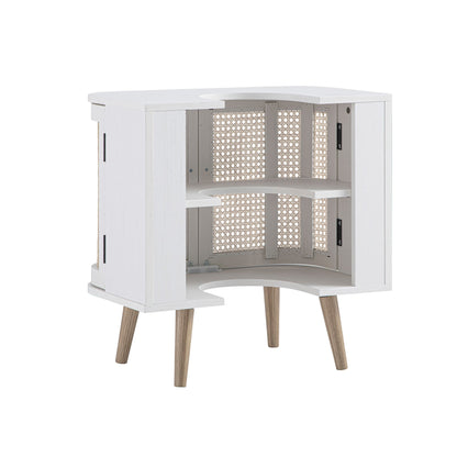 Izzy Curved Rattan Undersink Unit, White