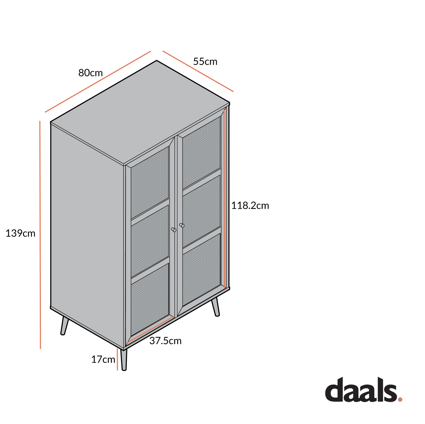 Frances Woven Rattan Compact Double Wardrobe, Natural
