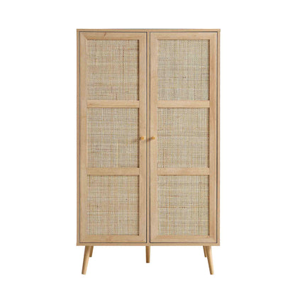 Frances Woven Rattan Compact Double Wardrobe, Natural