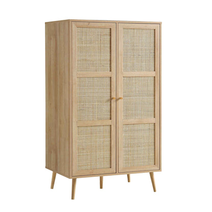 Frances Woven Rattan Compact Double Wardrobe, Natural