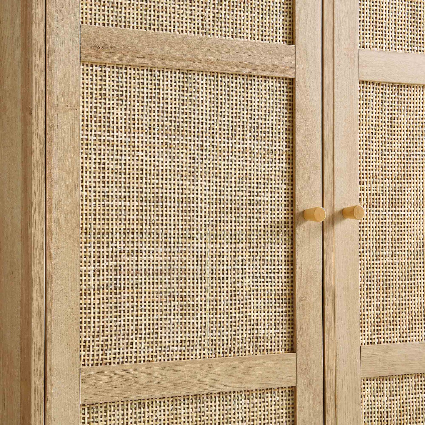 Frances Woven Rattan Compact Double Wardrobe, Natural