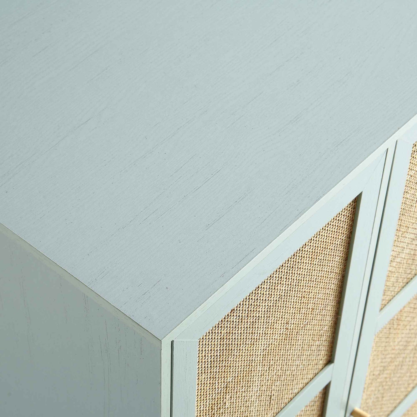 Frances Woven Rattan Compact Double Wardrobe, Mint Green